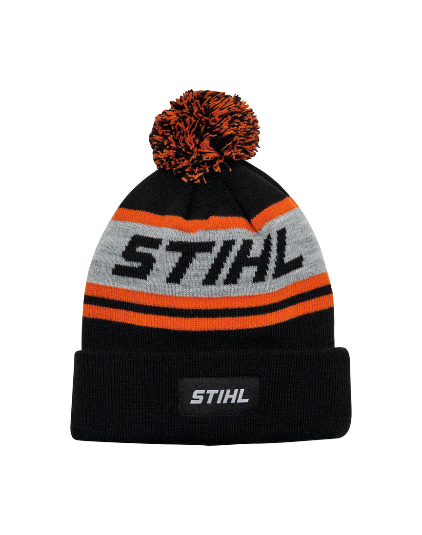 Mütze POMPON 24 Schwarz/Orange/Grau