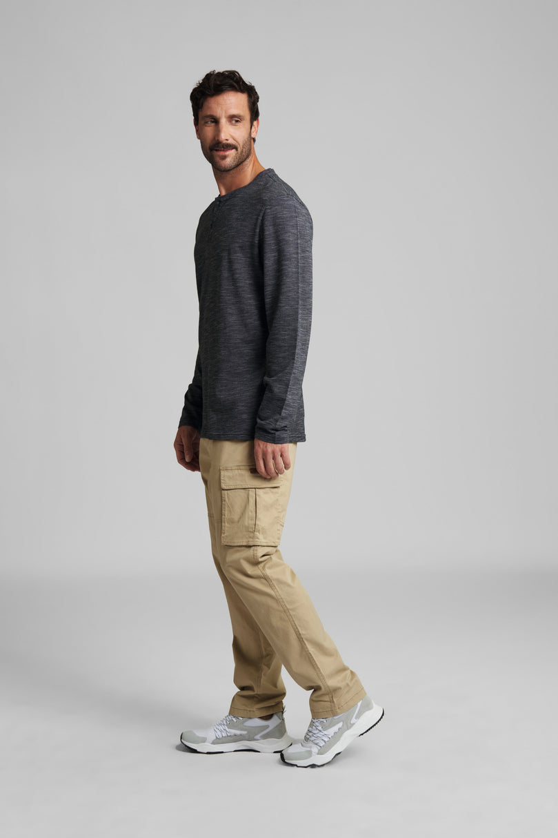 Langarmshirt Gr. M HENLEY Grau