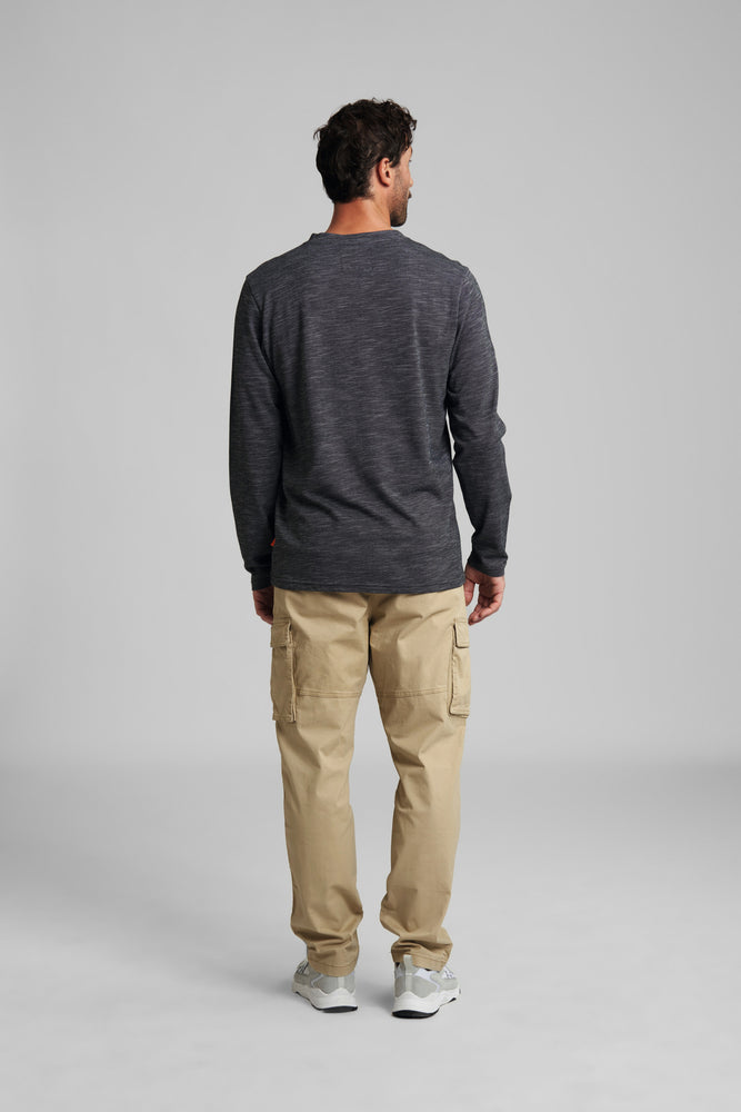 Langarmshirt Gr. L HENLEY Grau