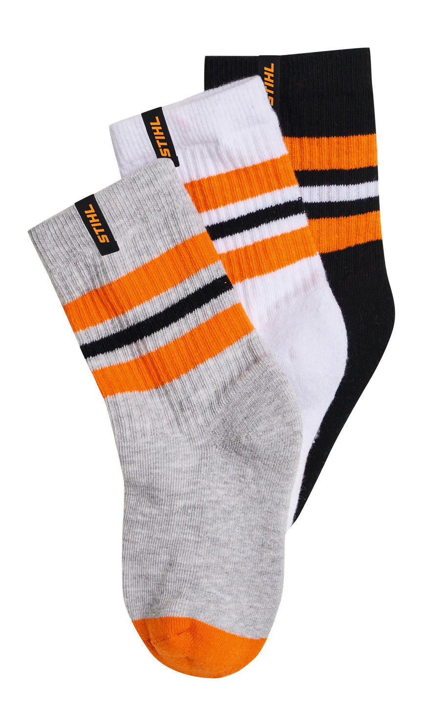 Kindersocken Gr. 31-33 3er Set STRIPES Schwarz / Weiß/ Grau