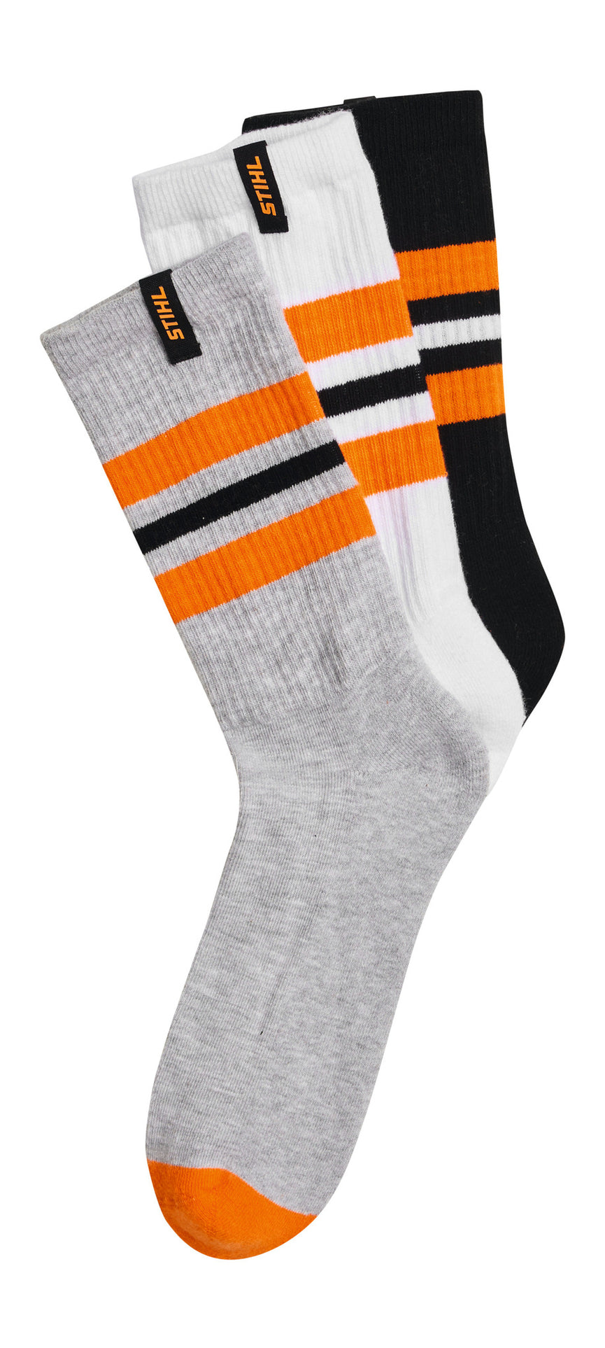 Socken Gr. 39-42 STRIPES 3er Set Schwarz / Weiß / Grau