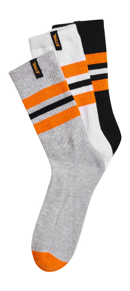 Socken Gr. 35-38 STRIPES 3er Set Schwarz / Weiß / Grau